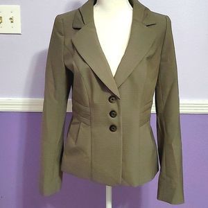 Classiques Entier Dark Taupe Long Sleeve Textured Virgin Wool Blend Suit Jacket